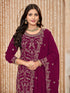 Burgundy Faux Georgette Pant Suit Acy9459 Closure View